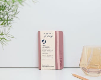 Luxury A6 recycled leather notebook - EDIT Powder Pink