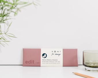 Luxury Recycled Leather Pen / Pencil Pouch - EDIT - Powder Pink