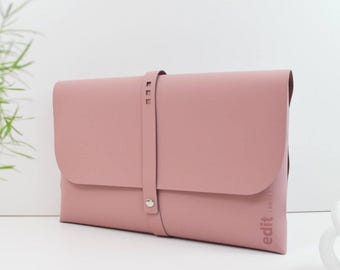 Recycled leather A4 document and tablet wallet – EDIT Powder Pink