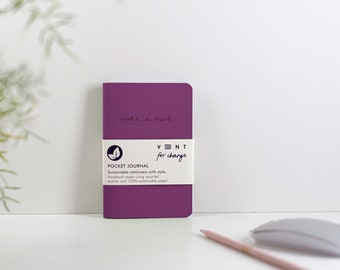 Recycled Leather Pocket Journal - Purple