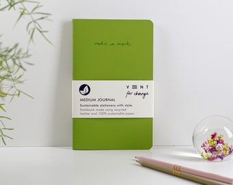 Recycled Leather Medium Journal - Green