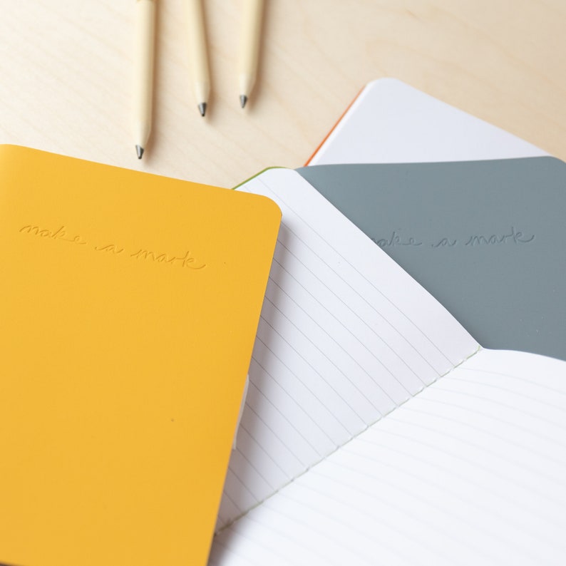 Recycled Leather Pocket Journal Mustard Yellow Etsy