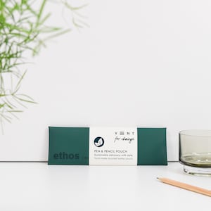 Luxury Recycled Leather Pen / Pencil Pouch - Ethos Emerald Green