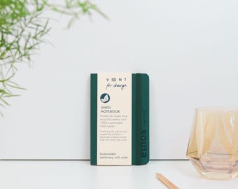 Luxury A6 recycled leather notebook - ETHOS Emerald Green