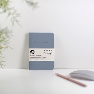 Recycled Leather Pocket Journal - Dusty Blue