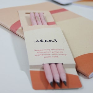 Recycled Carnation Pink Pencils in Cream Idea’s Sleeve