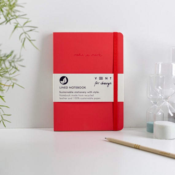 Recycled Leather A5 Notebook Red - Etsy