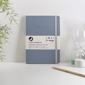 Recycled Leather A5 Notebook - Dusty Blue