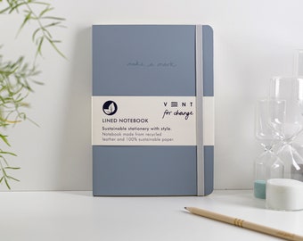 Recycled Leather A5 Notebook - Dusty Blue