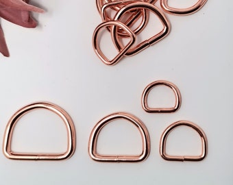 D-ring in rose gold - metal - steel for example for dog collars/leashes, bags, sewing accessories - various sizes