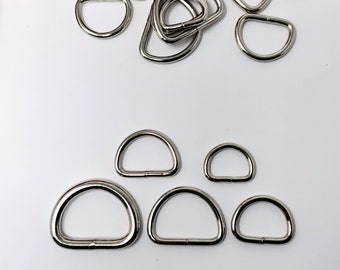 D-Ring in Stahl - Metall - zum Bsp. für Hundehalsband / Hundeleine, Taschen, Nähzubehör - verschiedene Größen und Stärken