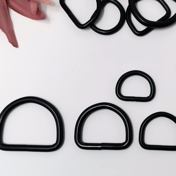 D-Ring in mattschwarz - Metall - Stahl zum Bsp. für Hundehalsband / Hundeleine, Taschen, Nähzubehör - verschiedene Größen