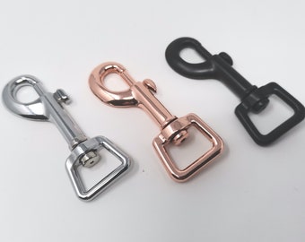 Bolt carabiner 66/67 mm, rose gold, matt black, chrome-plated, snap hook with 17 or 20 mm eye for example for straps, belts and dog leashes