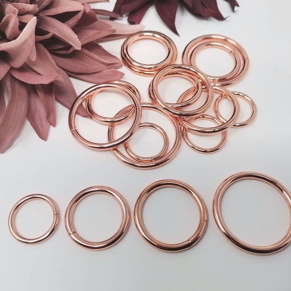 O-Ring stahl roségold - Rundring - hochwertiger Metallring zum Bsp. für Hundehalsband / Hundeleine - verschiedene Größen