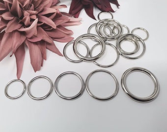 O-ring, round ring, for example for a dog collar / dog leash - various sizes - steel, silver-colored, nickel-plated