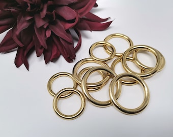 Stable O-ring, round ring, polished brass, e.g. for dog collars / dog leashes - different sizes