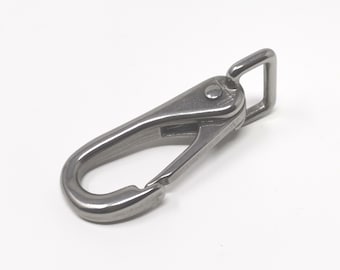 Reinable carabiner, carabiner hook for riding reins, brass or stainless steel, 17 mm and 20 mm eye