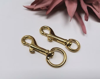 Sturdy small brass carabiner - round eye 10 or 17 mm, e.g. for dog harnesses, dog leashes and horse accessories