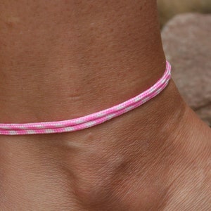 Fußband Surfer Fußband Freundschaftsbändchen Partner Armband Partnerlook Schnur Fußband Stoffarmband Männer Fußband Frauen Geschenk Freund 8. Rosa Weiß