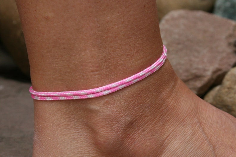 Fußband Surfer Fußband Freundschaftsbändchen Partner Armband Partnerlook Schnur Fußband Stoffarmband Männer Fußband Frauen Geschenk Freund 8. Rosa Weiß