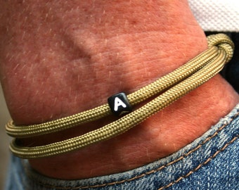 Armband Personalisiert Surferarmband Armband Khaki Herren Freundschaftsarmband Buchstabe Partnerarmband  Personalisiertes Armband Buchstaben