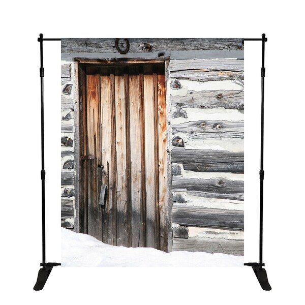 Snowy Cabin Wood Backdrop - Log Cabin Photography Background - Printed Photo Studio Backdrop - Fabric Tapestry Background - Multiple Sizes