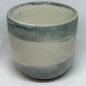 Handmade Ceramic Striped Blue & White Flower Vase / Pot