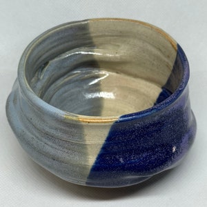 Handmade Wabi Sabi Ceramic Bowl in Blue-Purple, White & Light Blue – One of a Kind