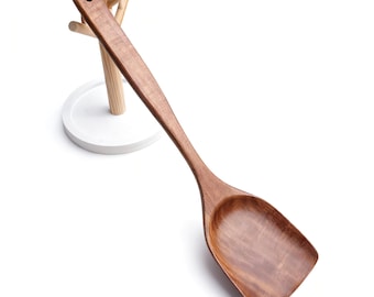 Cuillère de cuisine en teck, spatule pour wok, grattoir en bois EKLT