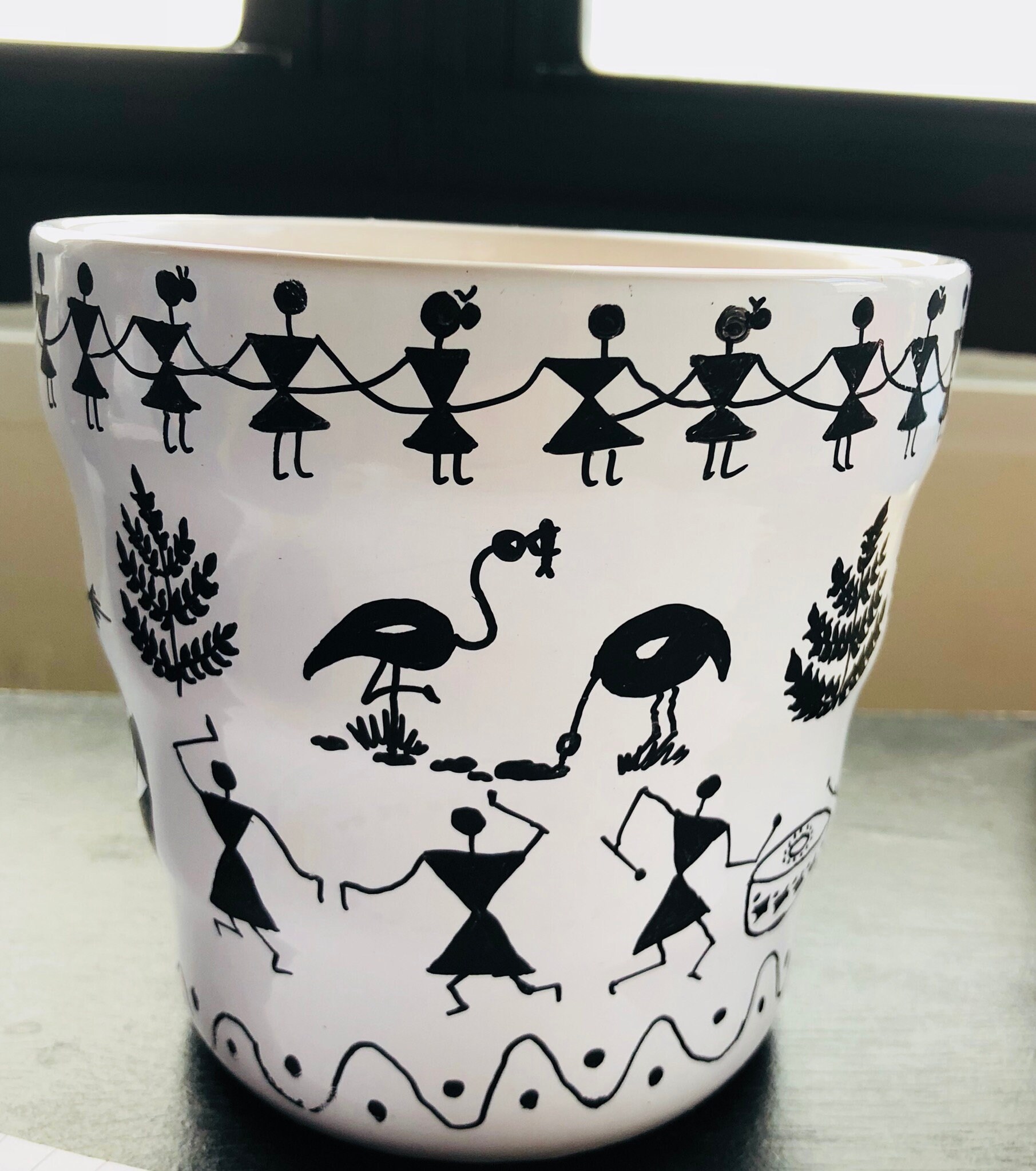 Warli art pot for plants Etsy
