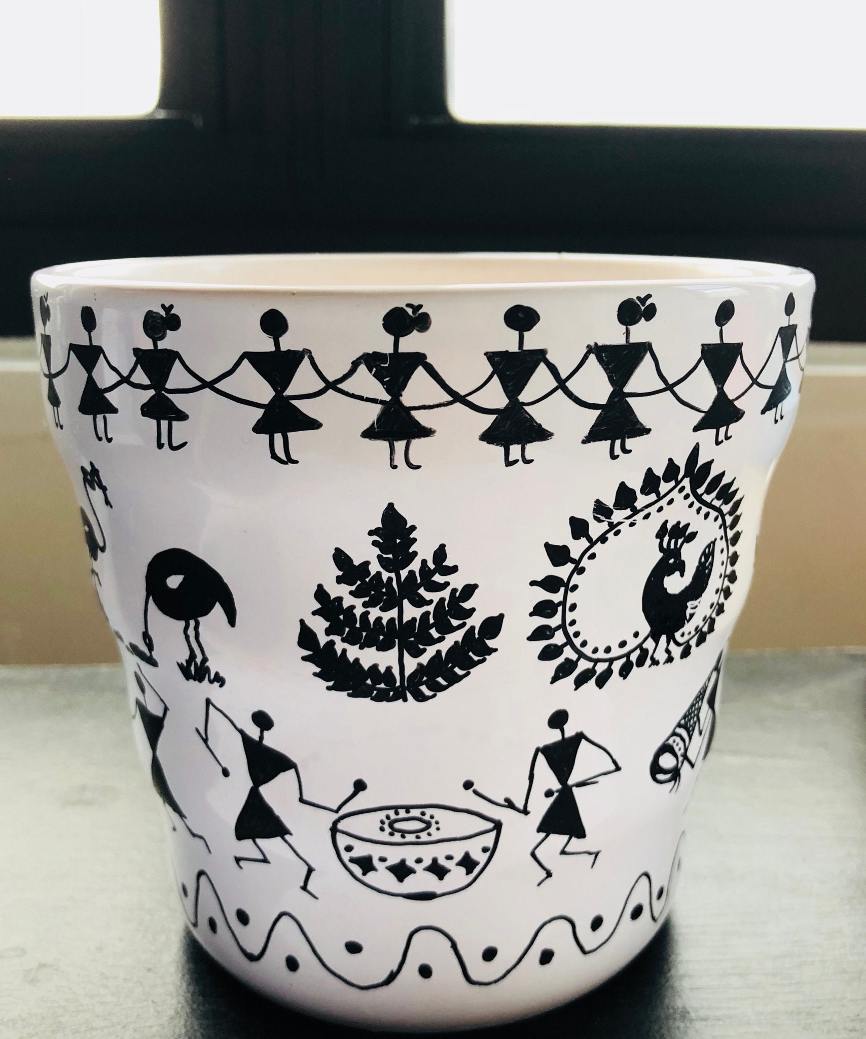 Warli Art Pot for Plants Etsy