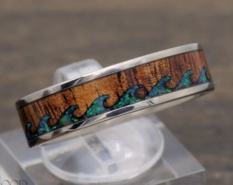 Koa Wood and Hawaiian Waves on Titanium