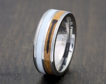 Golf Ball and Whiskey Barrel Ring - 8mm Tungsten ring