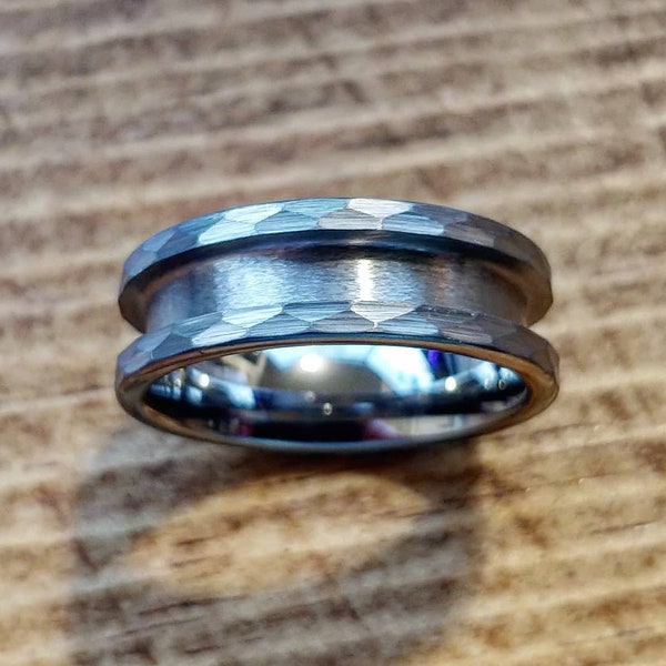 Ring Core Hammered Tungsten - DIY - 8mm| Great for crushed inlay, wood inlay, make your own handcrafted jewelry