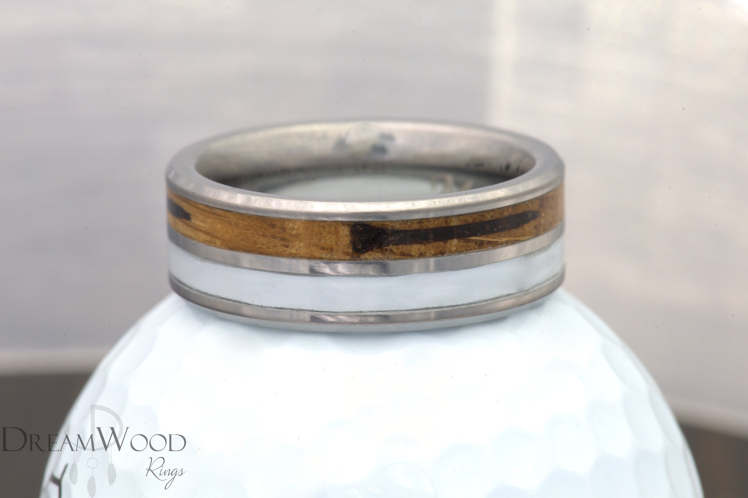 Matching Barrel Rings Golf Ball and Whiskey Barrel Ring - 8mm Tungsten Ring - Etsy