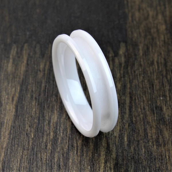White Ceramic Ring Blank 6mm - 8mm