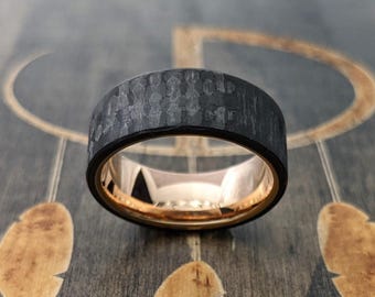 Carbon Fiber - Rose Gold Tungsten ring - 8mm