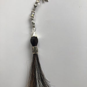 Horse spirit ornament, horse hair tassel, horse charm, memory keepsake, gift for horse lover, semi precious gem stones, crystal heart beads