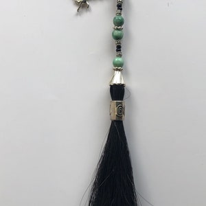 Horse spirit ornament, horse hair tassel, horse charm, memory keepsake, gift for horse lover, semi precious gem stones, crystal heart beads