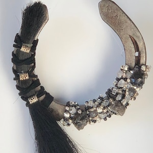 Tribute Horseshoe Horse Hair Memorial Keepsake Custom Order Only Black SemiPrecious Personalized Rustic Inspired Gift For Horse Lover