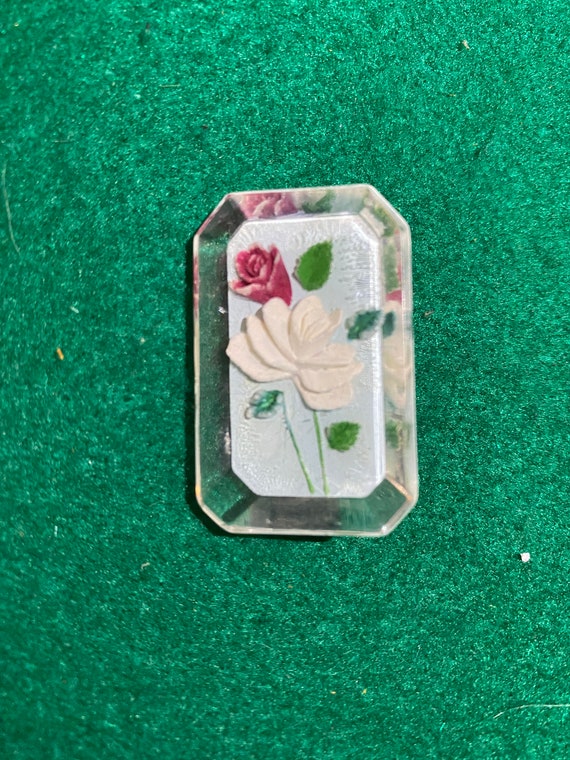 Vintage Brosche Rosen Lucite