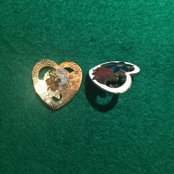 Vintage studs Cloisonné heart enamelled - image 2