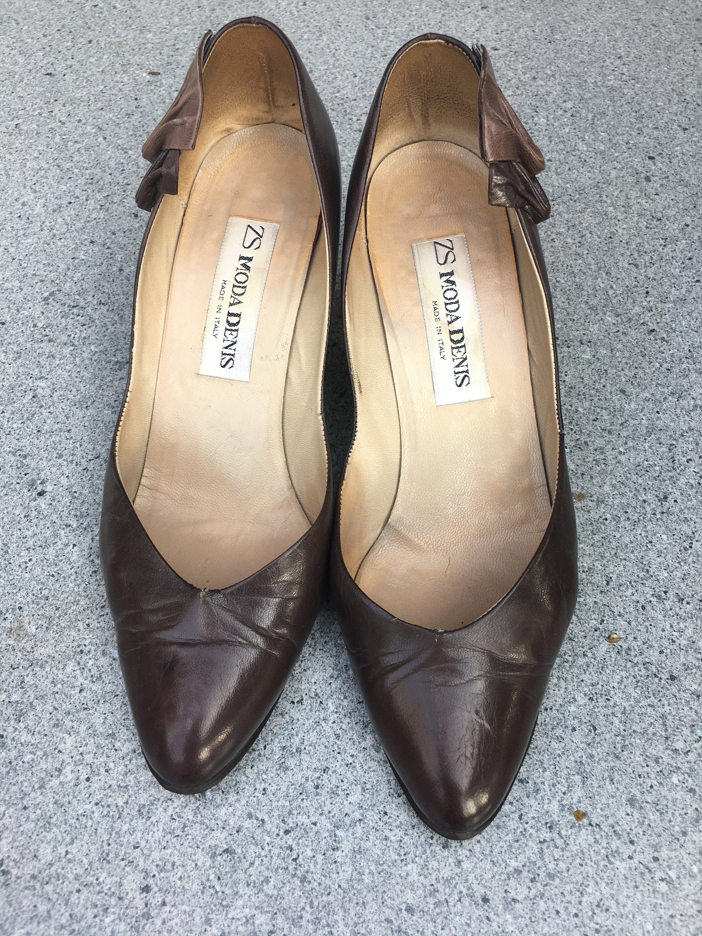 Vintage Pumps made in Italy Leather Brown Size - Etsy UK