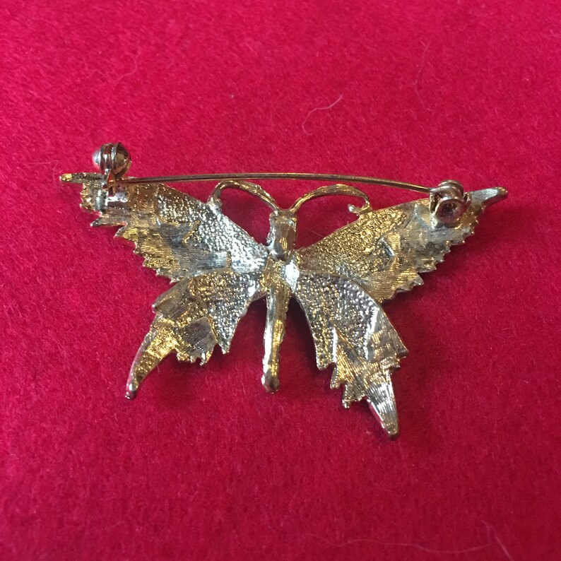 Vintage brooch butterfly blackwhite emamelled