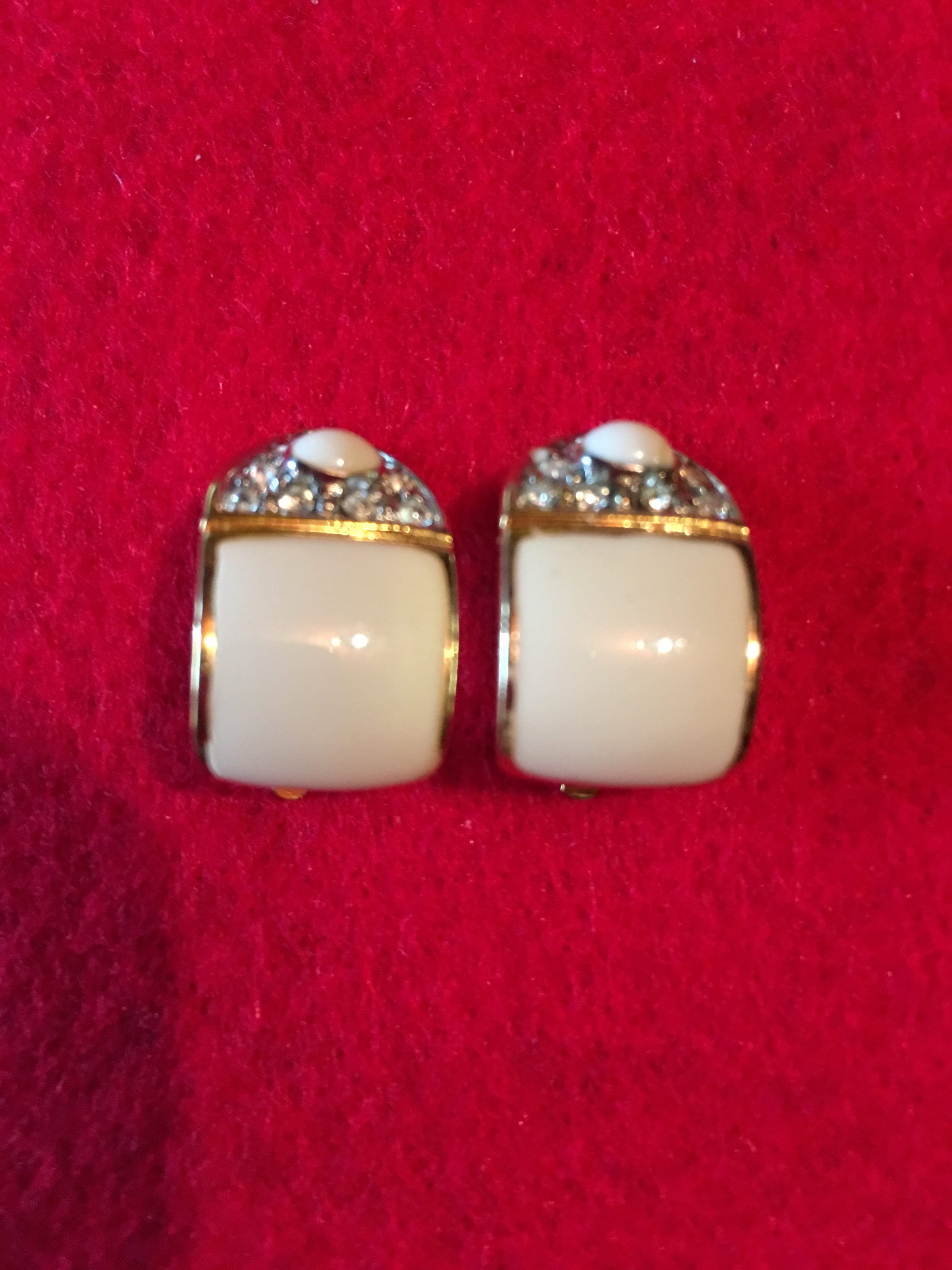 Boucles D'Oreilles Clips GAC BLANC Vintage - Argenté, Très Bon État