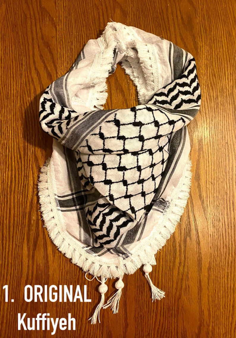 Écharpe arabe Palestine, tissée, cousue, non imprimée, couvre-visage keffieh unique, bandana pour chapeaux, châle, masque Kofyah, robe vintage Hatta Shemagh 1. White Keffiyeh