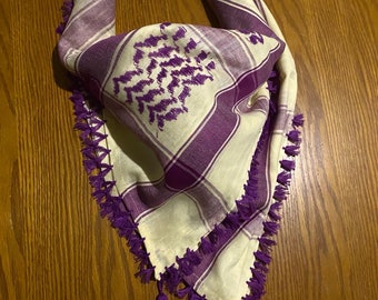 Unique Sahara Arab Scarf Desert Bandana Cover, Palestine Keffiyeh Headwear, Windproof Mask,vintage dress Hatta Shemagh mixed Baige Purple