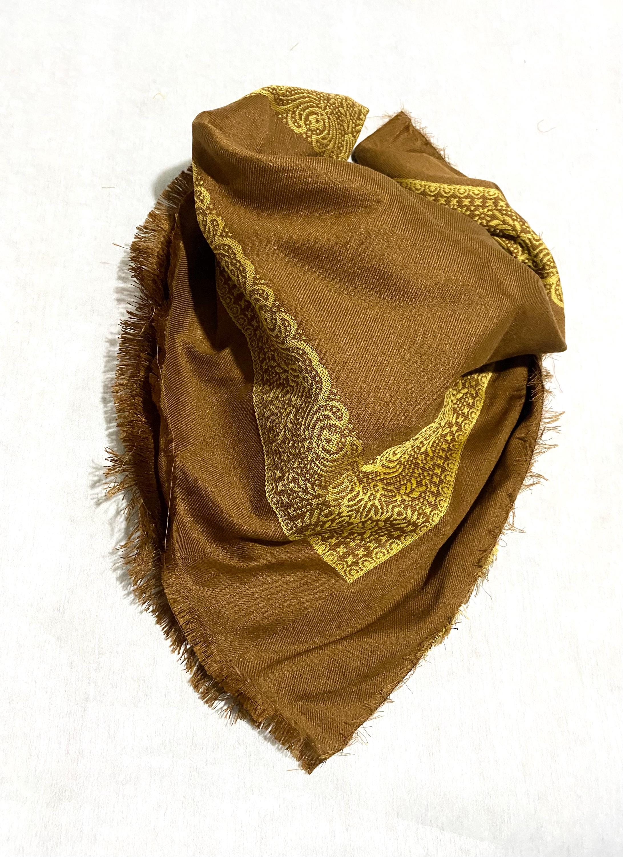 Brown Gold Line Unique Woven Scarf, Desert Bandana Kofya
