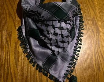 Unique Sahara Arab Scarf Desert Bandana face Cover, Palestine Keffiyeh Headwear, Windproof Mask,vintage dress Hatta Shemagh mixed Grey Green