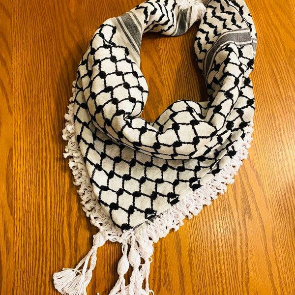 Palestine Kuffyieh Arafat Arab Scarf, Jordan Bedouins face Cover, Arabic Headwear Mask, Vintage Dress Hatta Kofya Woven Stitch Not Printed